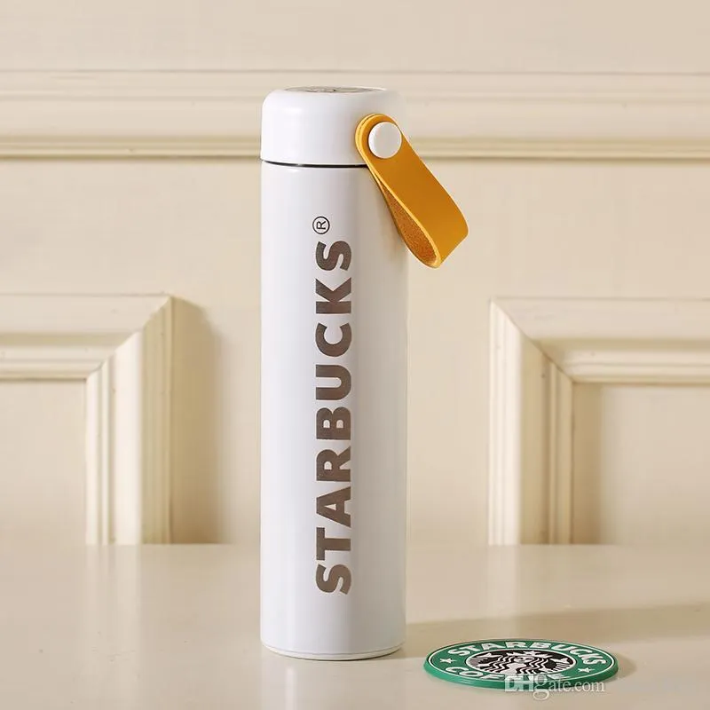 Starbucks pérola branca logotipo da letra aço inoxidável copo a vácuo copo para fora da porta esporte café copo 473ml217S