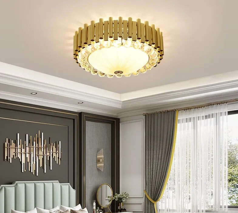 Modern Crystal Round Ceiling Candelier Lights Luxury Romantic Crystal Crystal Ljus Lampa Glod Led taklampa för sovrum myy