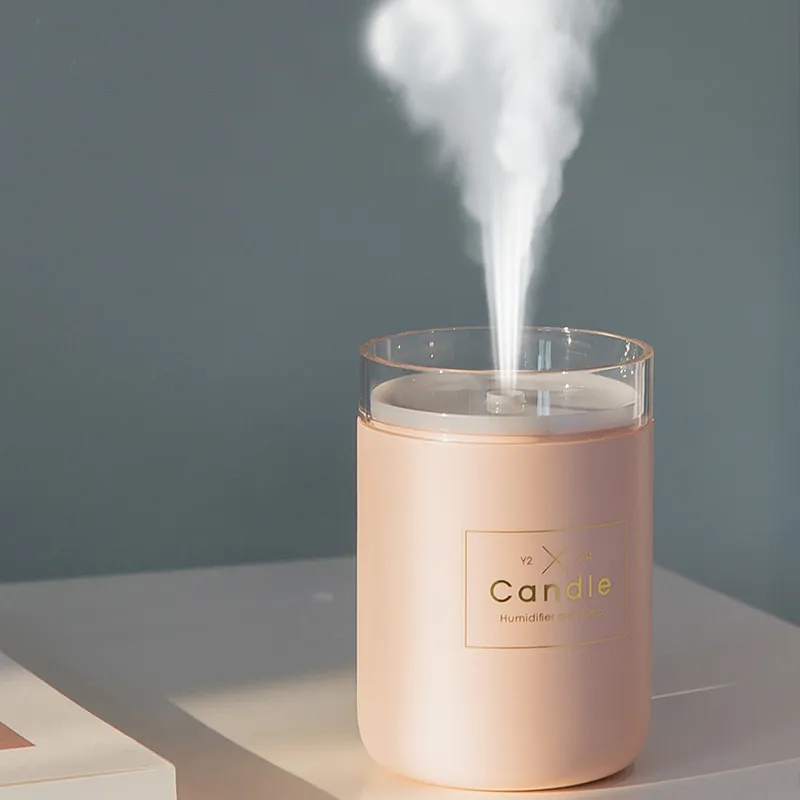 Ultrasonic Air Humidifier Candle Romantic Soft 280ML Light USB Diffuser Car Purifier Aroma Anion Mist Mak