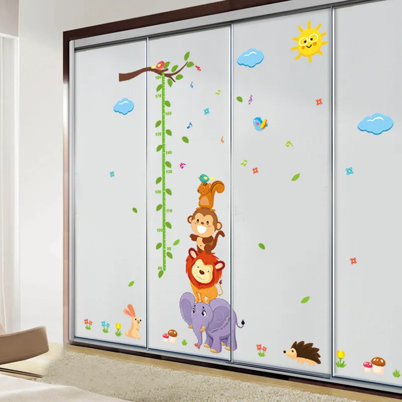 Monky Bird Lion Sky Sun Tree Baby Height Measure Growth Chart Home