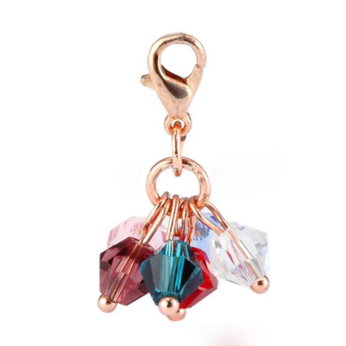 Personliga kristallpärlor Färghänge hummer spänne hänge rostfritt stål nyckelring mode enkla smycken tillbehör