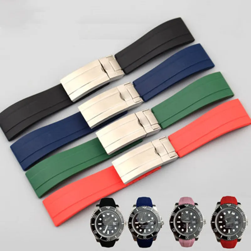 20mm Silicone Watch Band For Rolex GMT Submarine Oysterflex Rubber Strap Wristband251W256N