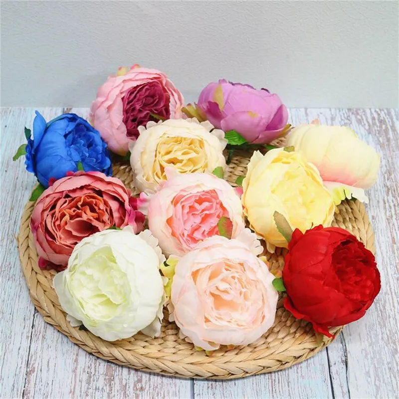 Fake Chinese Peony Flower Head Dia. 8cm/3.15" Simulation Round Half Open Peonia for DIY Bridal Bouquet Background Wall Accessories