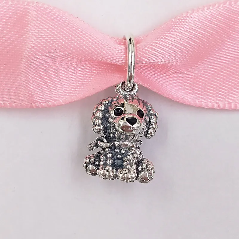 Andy Jewel 925 Sterling Silber Perlen Pudel Pupy Dog Dangle Charm Charms passend für europäische Pandora-Schmuckarmbänder Halskette 798871C01