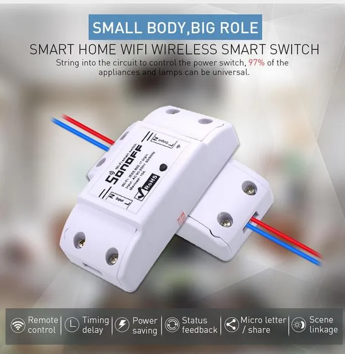 Sonoff Basic Wi-Fi Switch DIY Беспроводная дистанционная дистанционная 433 МГц Domotica Light Smart Home Automation Relay модуль контроллер работы с Alexa