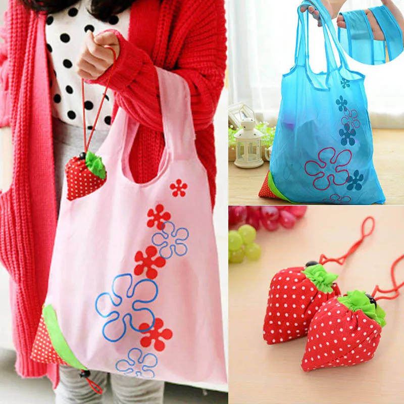 Nylon Cute Truskawka Torby na zakupy Składany Tote Eco Duży Magazyn Grocery Torba Torba Tote Bag Duży Ekologiczne Torby na zakupy