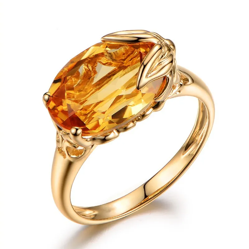 Partihandel 5 st / Många Luckyshine Rose Guld Ringar För Kvinnor Förlovning Smycken Ringar Vintage Yellow Cubic Zirconia Ring Smycken