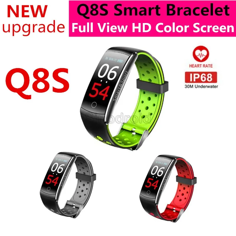 Q8S Q8 Akıllı Bilezik Spor Izci Kalp Hızı Monitörü Kan Basıncı Renk Ekran Akıllı Telefon Için Su Geçirmez Akıllı Bileklik İzle