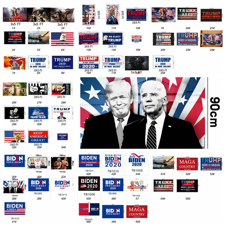 EUA Presidente Bandeira Eleição Donald Trump Joe Biden para o presidente 2020 Trump Mantenha América Grande Presidente Bandeira da bandeira 55styles 200pcs RRA3182