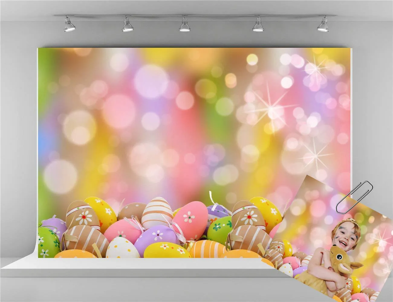 Kate Dijital Baskı Paskalya Arka Planında Renkli Yumurta Fotoğraf Backdrop Paskalya Parti Fotoğraf Stüdyosu Arka Plan Çekim için