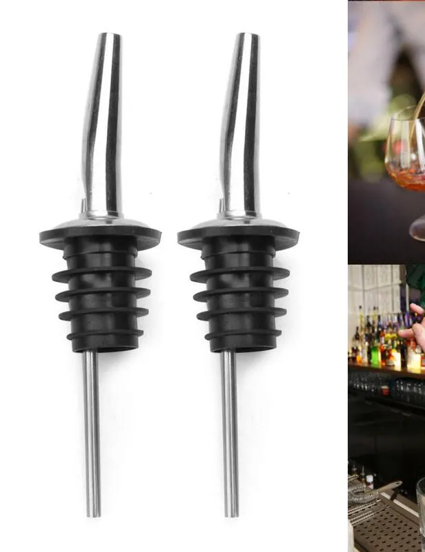 Liquor Spirit Pourer Flow för vinflaska Spout med gummistoppare Rostfritt stål Bar Easy Carry Novel