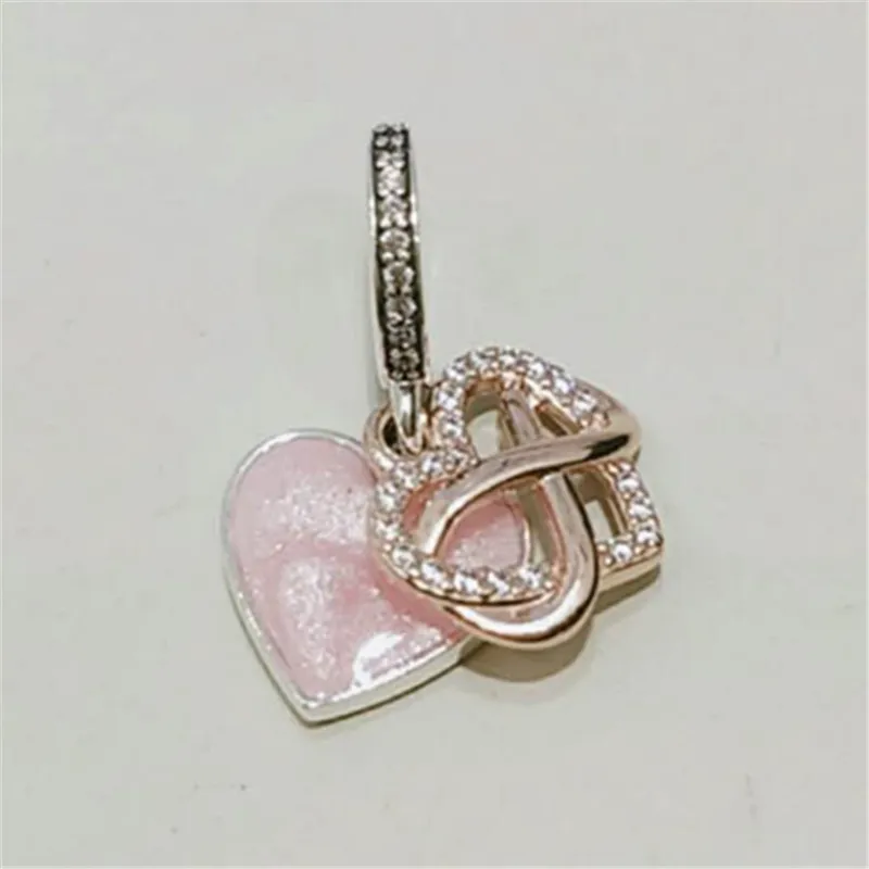 2020 Mother's Day 925 Sterling Silver Sparkling Infinity Heart Dangle Charm Bead Fits European Pandora Style Jewelry Bracelets Necklace