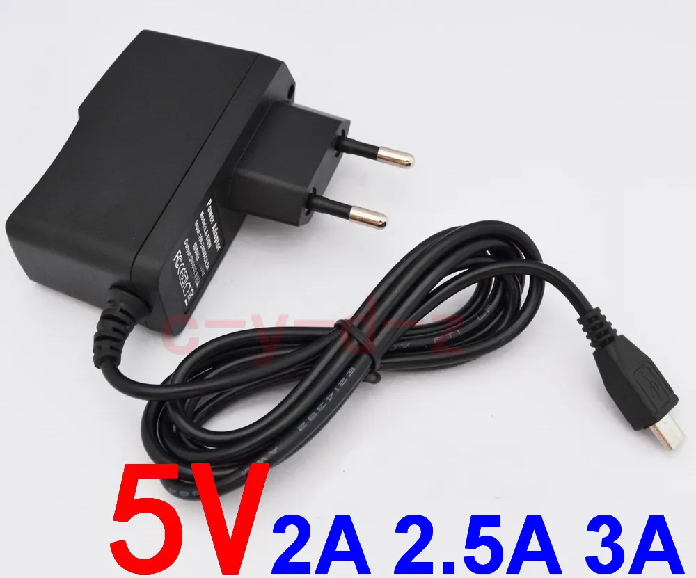 50 pièces haute qualité 5V 2A 2.5A 3A V8 prise ue Micro USB chargeur adaptateur de charge alimentation prise plate pour Raspberry Pi
