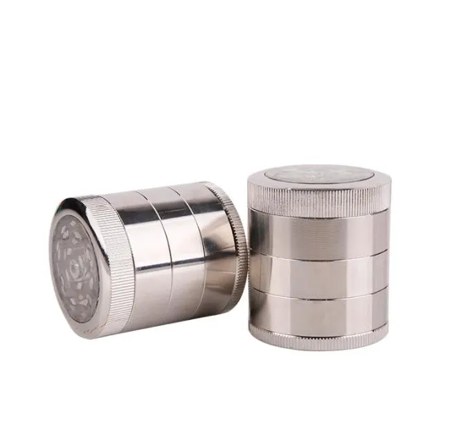 Zinc Alloy Creative 5-Layer 50mm Smoke Grinder Fume Wholesale Factory Direct Sale Flat Window Smoke Grinder