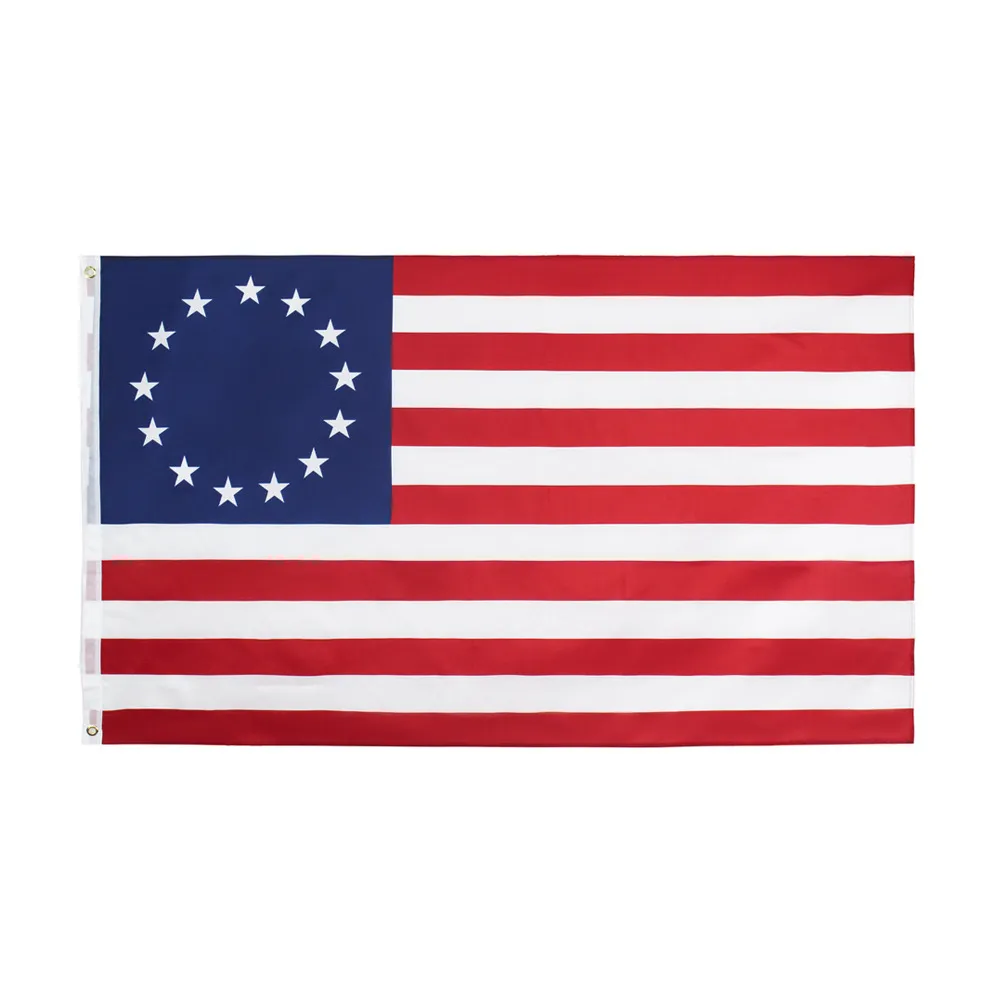 أمريكي بيتسي روس العلم البوليستر 90 * 150 سنتيمتر 13 نجوم الولايات المتحدة الأمريكية الأمريكية بيتسي روس العلم للديكور ZZA1132