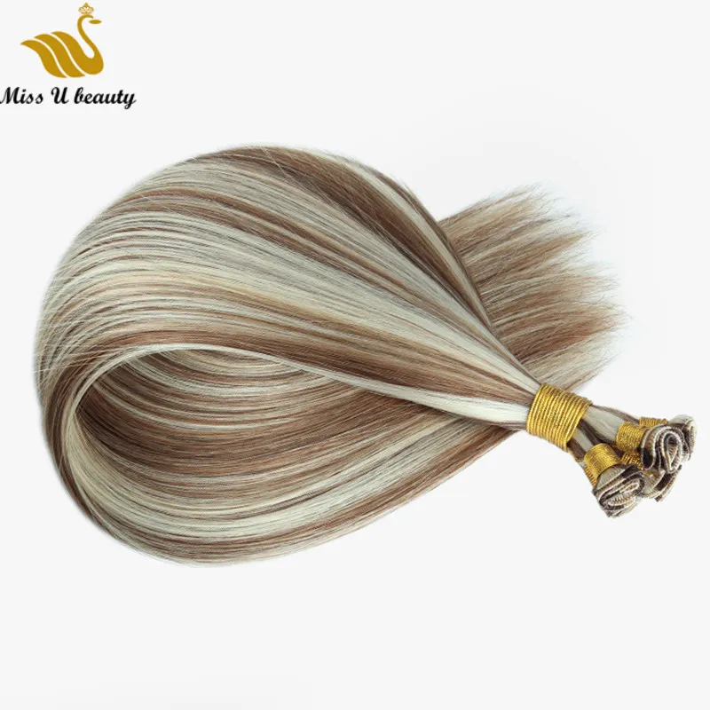 Wiązki Humanhair Hand Krawaty Wątek Remy Cuticle Wyrównane Włosy Światło Kolor Srebrny Szary Czerwony Niebieski Purpurowy Hainextenisons 140GRAM