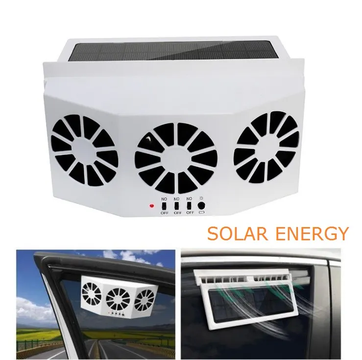 3 Cooler Car Fan Solar Cooling Fan Vent Exhaust Portable Safe Auto