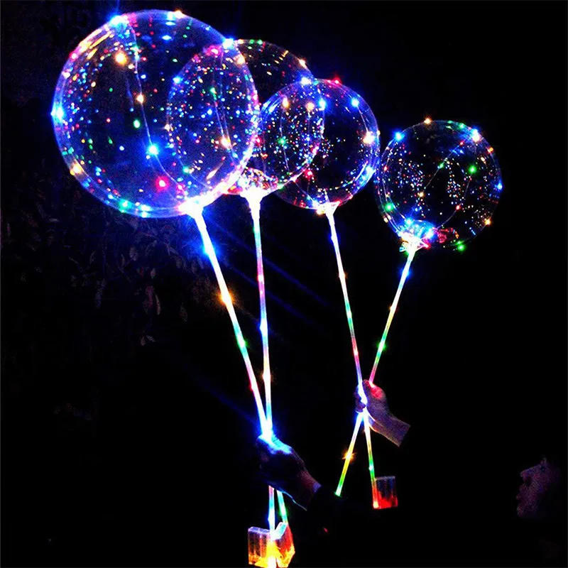 20/24 Bobo Transparent Balloon Inflatable Air Balls LED Luminous Balloon Birthday Wedding Party Decoration