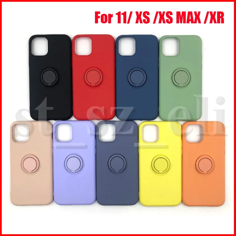 För iPhone 11 iPhone X Case Silicone Ringhållare Väska Tillbaka Skydd för iPhone XS Max XR