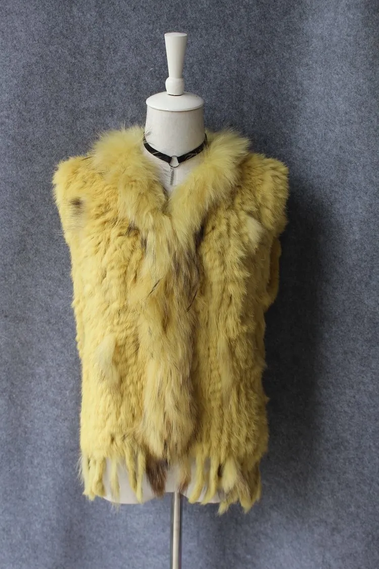 genuine real rabbit fur vest with raccoon fur collar (15)