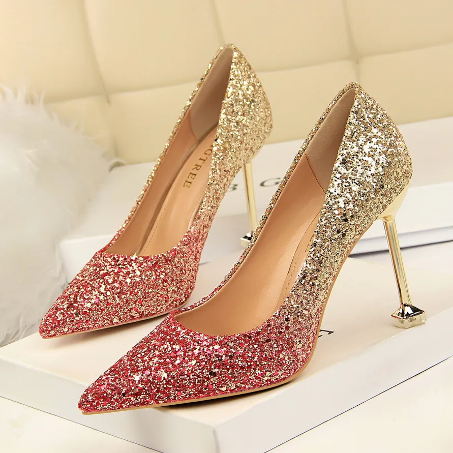 Glitter Heels Party Schuhe Hochzeitsschuhe Braut Pumps Frauen Schuhe Fetisch High Heels Stiletto Zapatos de Vestir Mujercalzado Mujer Ayakkabi