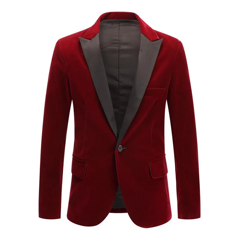 Mens Velvet Blazer Jacket: Vintage Autumn Winter Suit for Wedding