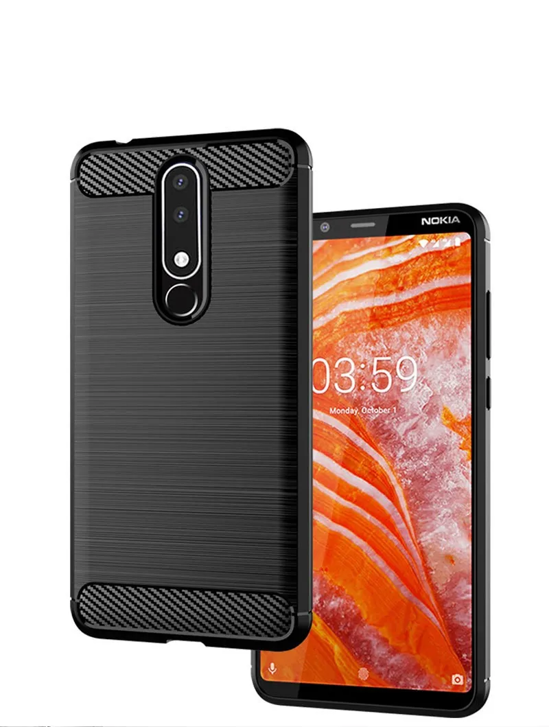 Carbon Fiber Texture Slim Armor Brushed TPU CASE COVER FOR Nokia 3 plus 9 PureView x3 x5 x7 2.1 3.1 5.1 7.1 8.1 8 Sirocco 100pcs