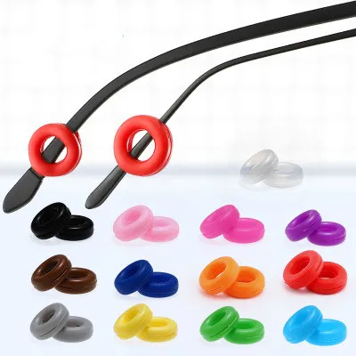 Nouveau type de lunettes rondes en silicone anti-dérapant Couvre-jambes Anneau anti-dérapant Support latéral Manchon de décompression fixé contre les chutes Chaînes de lunettes