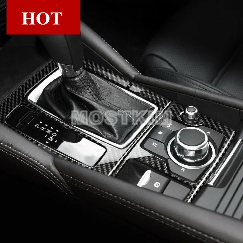 Carbon Fiber Console Gear Shift Box Cover 2pcs For Mazda 6 Mazda6 2016-2018