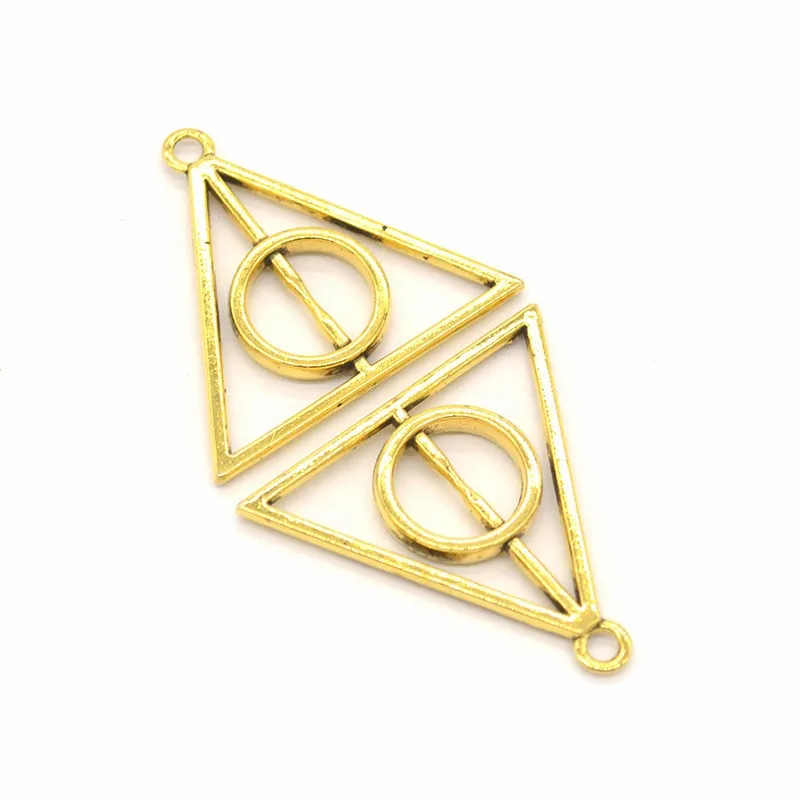 Bulk 120pllot Vintage Triangle Charms Pendant Triangle Deathly Sillows Wizzar Charms DIY Informacje 3132mm 4 kolorysty