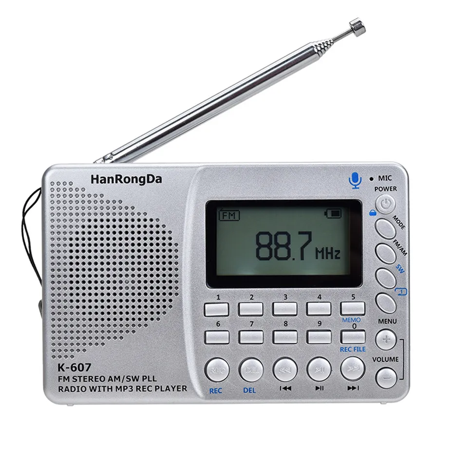 Radio stereo DSP FM AM SW con scheda di visualizzazione dell'ora Registratore line-in Radio multifunzionale Lettore MP3