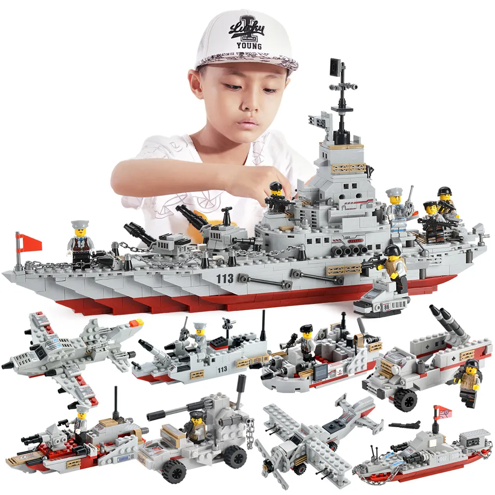 1000 plus PCS militaire C marine avion armée chiffres blocs de Construction assemblage Construction briques enfants jouets