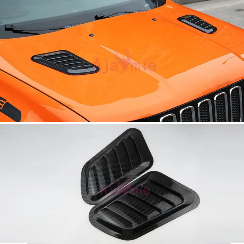 Carbon Fiber Color Hood Vent Cover Trims For Jeep Renegade 2015 2018