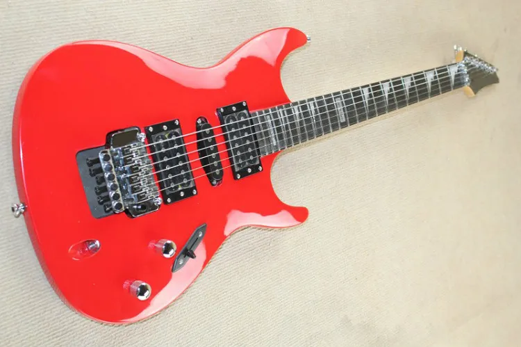 Guitarra elétrica fábrica Personalizado Vermelho Com Floyd Ponte Rose, Rosewood Fretboard, HSH Pickups, pode ser personalizado