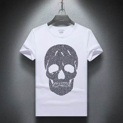 Wholesale Mens Rhinestone Skull Graphic T Shirt – Short Sleeve