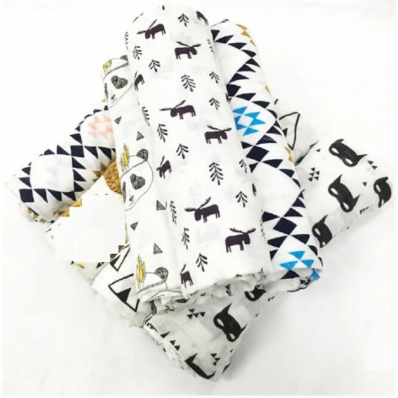 100 biologische katoenen baby mousseline swaddle baby deken boeren doek kinderwagen deksel geslacht neutrale babydekens