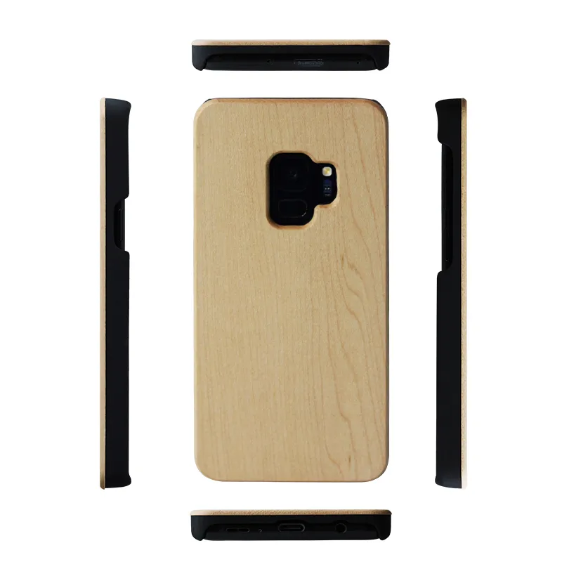 Real Maple Wood Case Fase Fasion for Samsung Galaxy S9 / S9Plus / Note8 / Note9 Drewniane + PC Powrót Powłoki Pokrywa S8 / S8Plus / S7 Cellphone Drewniane Przypadki