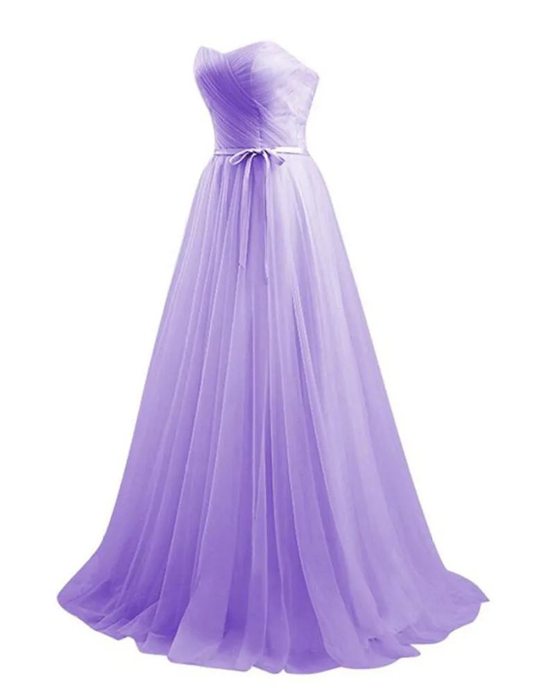 2019 Lilac Bridesmaid Dresses Custom Made Long Maid Of Honor Dress Sweetheart Soft Tulle Formal Party Gowns329I