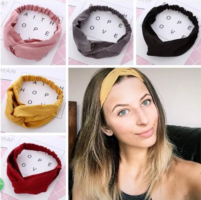 Vrouwen designer hoofdband Suede Hoofdband Vintage Cross Knot Elastische Haarbanden Zachte Stevige Meisjes Haarband Haren Accessoires