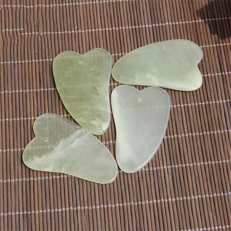 Planche Gua Sha En Pierre De Jade Naturelle Rose - Pour Massage Du Visage Et Soin De La Peau, Neuf