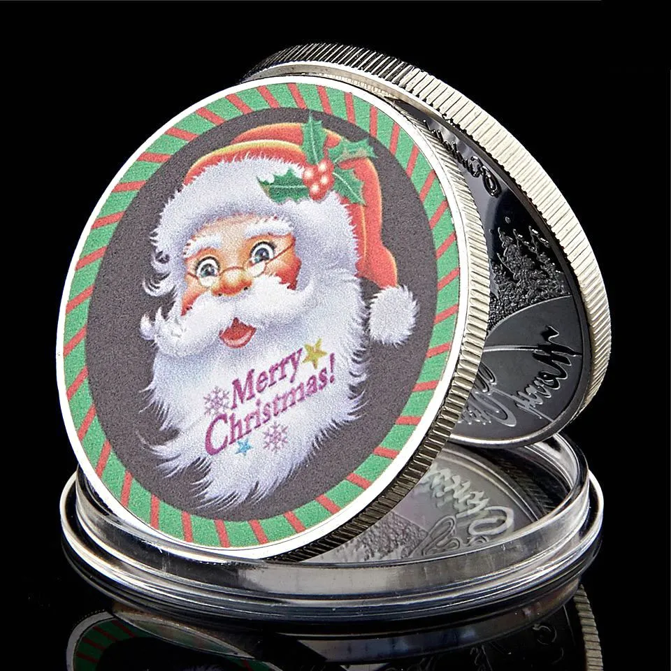 Herdenkingsmunt Craft Merry Christmas Santa Claus Deer Sleigh voor Silver Plated Challenge Badge