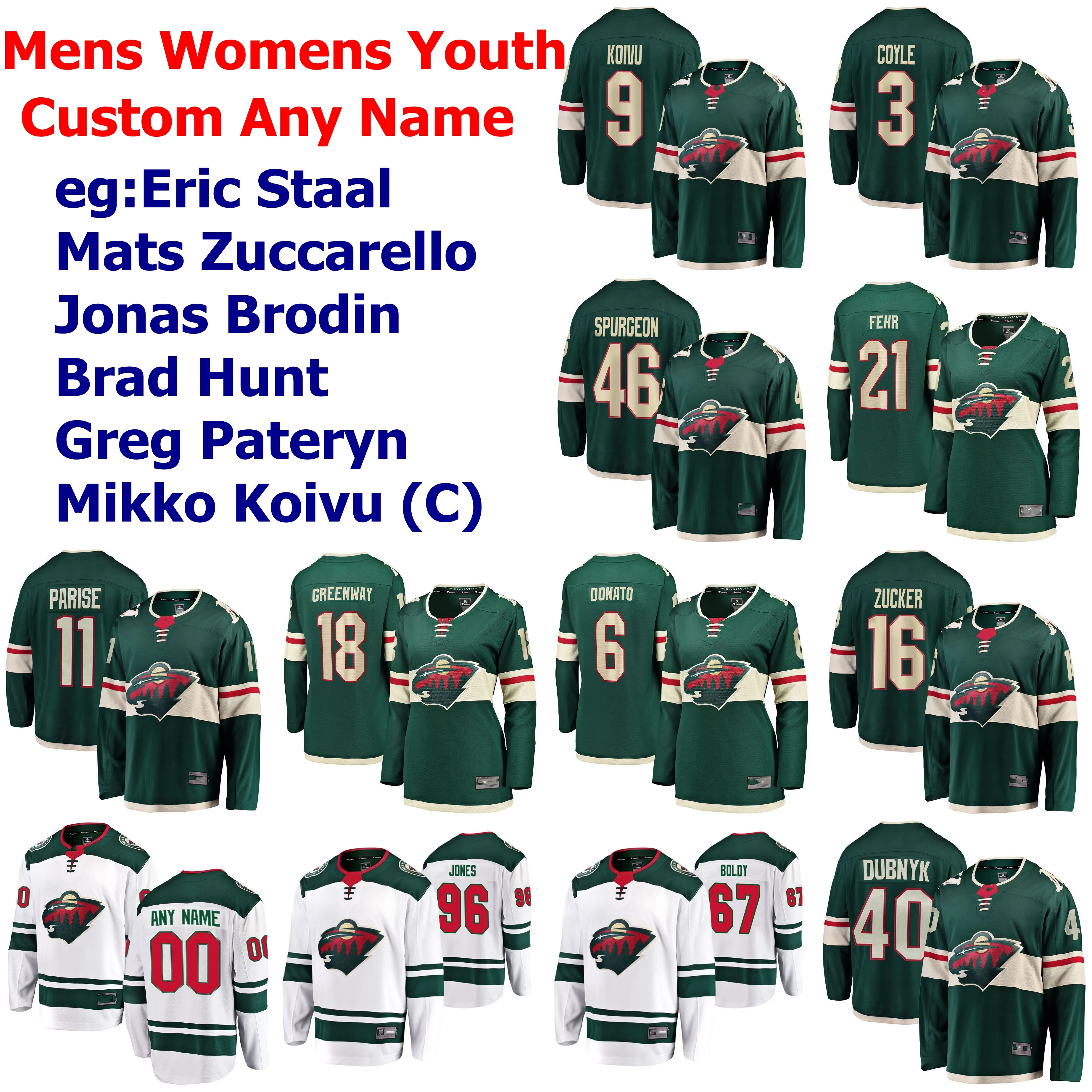 Minnesota Wild Jerseys Eric Staal Jersey Greg Pateryn Mats Zuccarello Jonas Brodin Brad Hunt