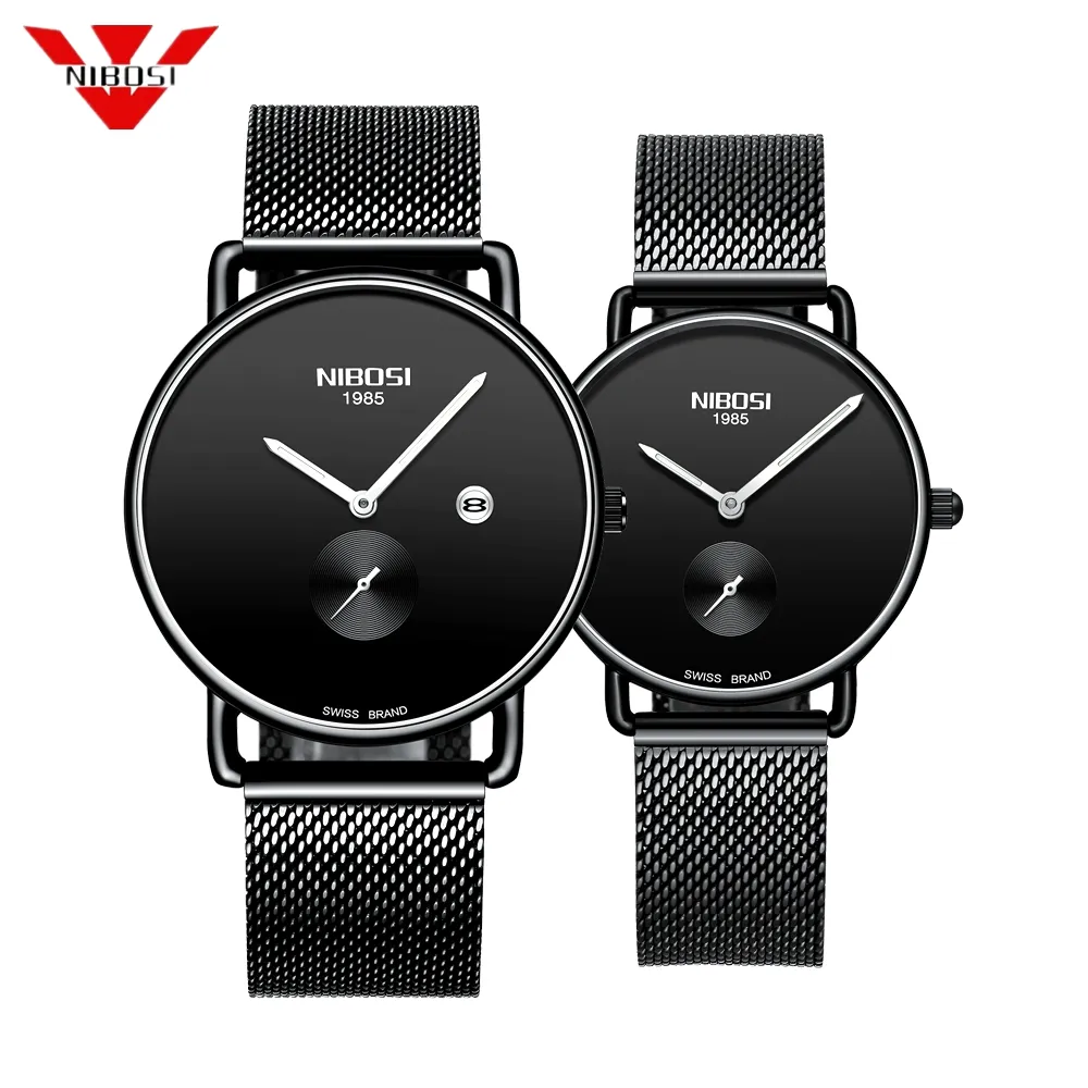 Nibosi varum￤rke Luxury Lover Watch Pair Waterproof Men Kvinnor Par Titta p￥ Quartz Wristwatch Male Female Armband Relogio Masculino