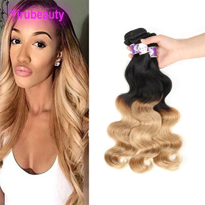 Brazylijskie ludzkie włosy fala ciała 1b 27 Ombre Virgin Hair Produkty 3 sztuki/działka 1b/27 włosy wątek yirubeauty