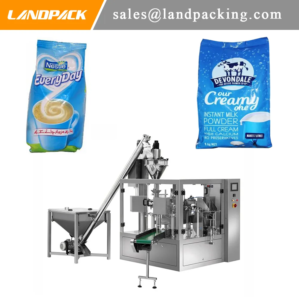 Multi-Function Automatisk Bagged Milk Pulver Trapp På Tillfyllningsmaskin Roterande Förpackningsutrustning Dedikerad