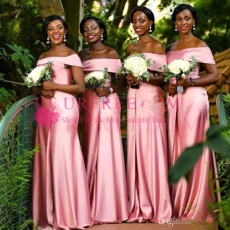 A Line Blush Pink Bridesmaid Dresses Black Gril New Prom Dresses African Bridesmaid Maid Of Honor Dresses vestidos de dama de honor