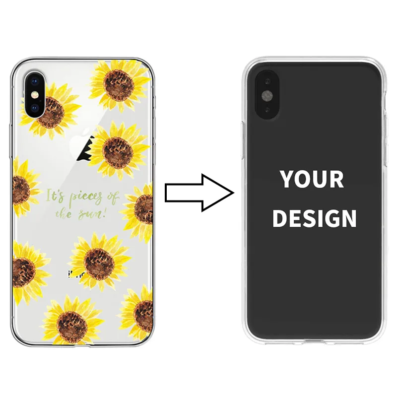 Vente en gros personnalisé votre couverture de téléphone portable photo pour iPhone XR XS MAX étui de téléphone en TPU transparent souple pour Samsung S10 S10 Plus