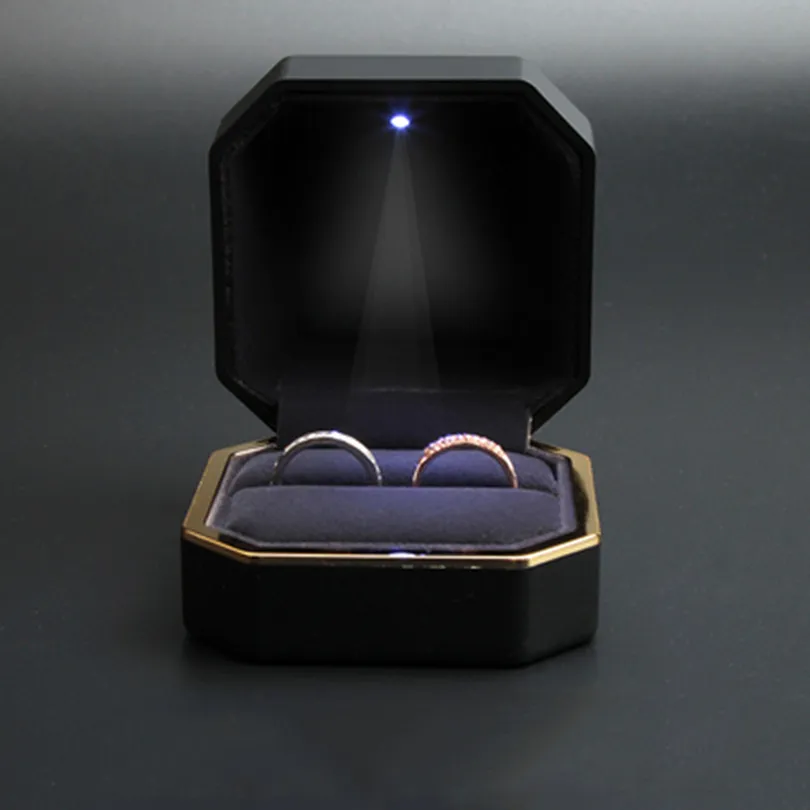 Ring Box with LED Light Jewelry Display Gift Box for Proposal,Engagement, Wedding