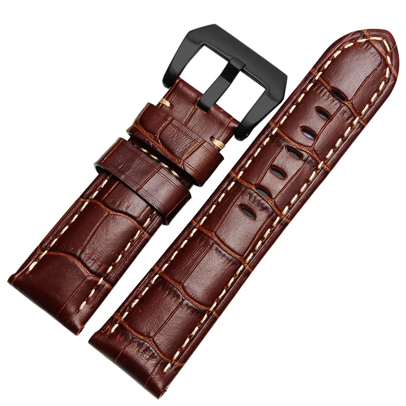 Bracelet De Montre En Cuir épais Marron Pour Homme - Largeurs 20, 22, 24, 26 Mm - Neuf Fait Main