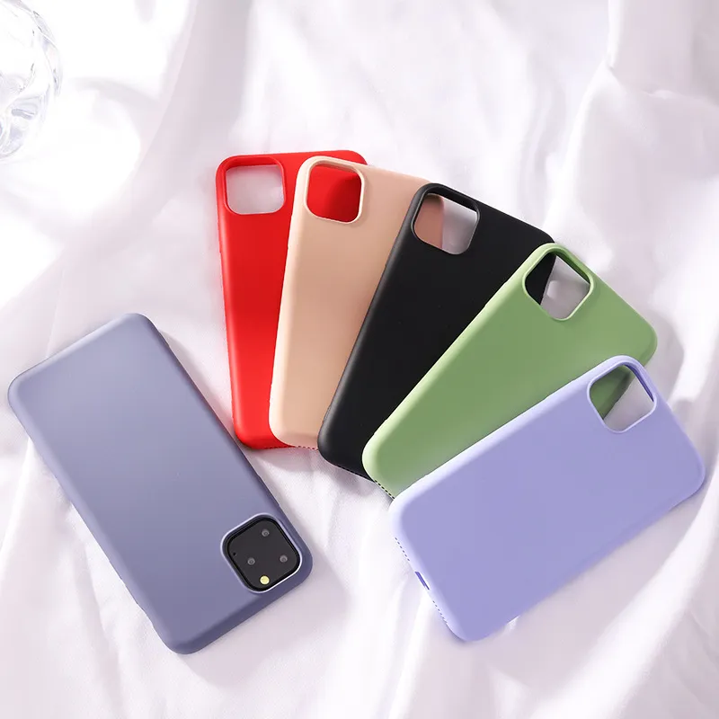 Imitado Líquido Silicone Capas TPU Slim 360 Capa Completa para iPhone 12 11 Pro Max XR XS 6 7 8 PLUS SE 100 PCSLOT Simples OPP